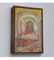 Çerçeveli Vincent van Gogh - Akıl Hastanesi Koridor Girişi Tablo - Corridor in the Asylum (Beyaz)