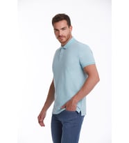 Mavi Regular Fit Düz %100 Pamuk Polo Yaka Tişört  (MAVI-BEYAZ)