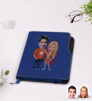 BK Gift Kişiye Özel Sevgililer Karikatürlü Lacivert Termo Deri Defter-54