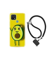 Oppo A15s Kılıf Resimli Desenli Silikon Boyun Askılı Sevimli Avokado 1880