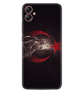 Samsung Galaxy A05 Kılıf Resimli Desenli Baskılı Silikon Kurt ve Ay Yıldız 1403