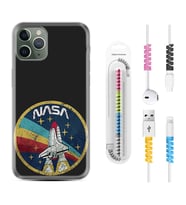Apple iPhone 11 12 13 14 Pro Max Kılıf Kablo Koruma Spiral Silikon Nasa 1326