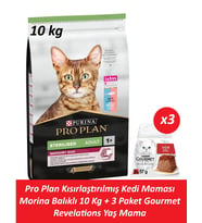 Pro Plan Kısırlaştırılmış Kedi Maması Morina Balıklı 10 Kg + 3 Adet Gourmet Sığır Etli Yaş Mama