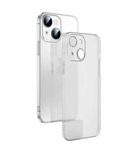 Ally iPhone 14 Plus 6.7inch Frosted Glass Şeffaf Kamera Korumalı Kılıf-(5775) — Renk: Beyaz