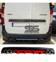 Dacia Dokker Difüzör Arka Tampon Eki 4 Egzoz Çıkışlı Kırmızı Lüx Tip