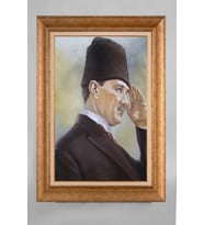 Altın Varaklı Paspartulu Çerçeveli Atatürk Tablo nt1040