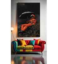 ŞEMSİYELİ ASTRONOT Ev Duvar Salon Güzellik Salonu Ofis Dükkan Dekarasyon Kanvas Tablo (Çok Renkli)