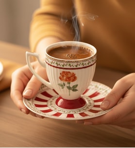 Renkli Çiçekli Kahve Fincanı