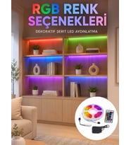 5 Metre Kumandalı Rgb Led Şerit 2835 Smd Dekoratif Tv Oda Masa Arkası Aydınlatma