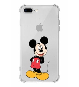 Apple iPhone 8 Plus Uyumlu Köşe Korumalı Antişok  Kapak Mickey Mouse Tasarımlı Şeffaf  Kılıf