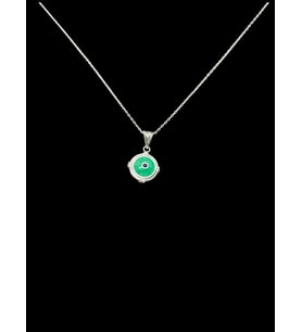 💚👁️ 925 Ayar İthal Gümüş Yeşil Nazar Boncuğu Kolye  Mint Yeşili & Mavi Göz Pendant  Şık Tasarım