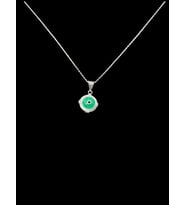 💚👁️ 925 Ayar İthal Gümüş Yeşil Nazar Boncuğu Kolye  Mint Yeşili & Mavi Göz Pendant  Şık Tasarım