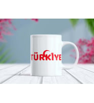 Türkiye Ay Yıldız Tasarımlı Kırmızı Beyaz Kupa Bardak