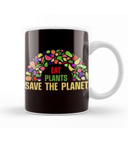 Eat Plants Save The Planet Vegan Vegetarian Veganism Veggie Kupa Bardak Porselen