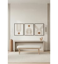 Modern Minimalist Soyut Geometrik Tasarımlı 3’lü Ahşap Çerçeveli Tablo Seti