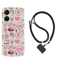 Vivo Y16 Kılıf Resimli Boyun Askılı İpli Desenli Silikon Donut Flamingo 1415