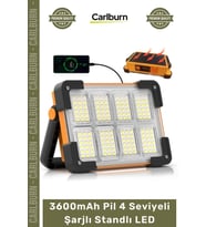 #KampLambası Solar Güneş Panelli Kamp Projektör Lambası Powerbank 3600mAh Pil 4 Seviyeli Şarjlı Stan
