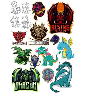 Dragon Ejderha Sticker Set-4 14 Parça Telefon, Tablet, Defter, Laptop Sticker