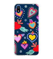 PrintiFy Xiaomi Redmi 7A ile Uyumlu 1mm Slim Fit Retro Renkler 3 Baskılı Şeffaf  Kılıf