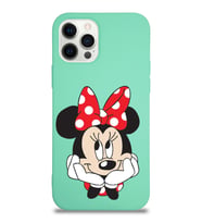 Apple iPhone 12 Pro  Lansman Kılıf Minnie Mouse Tasarımlı Altı Kapalı İçi Kadife Kaplı  Kapak (Şeffaf)