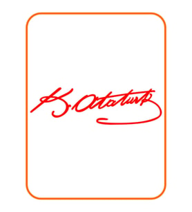 Atatürk Imza Oto Sticker Kırmızı 20*7 Cm