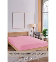 Penye-Likralı Lastikli Çarşaf, 120×200 Tek Kişilik %100 Pamuk-Elastan Örme Kumaş, 200 gr/m² (Pembe)