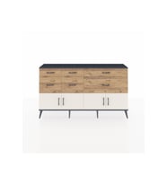 Arges Konsol Tek Raflı 6 Çekmeceli 4 Kapaklı 176x30x99 Antrasit-Aytaşı/Çam