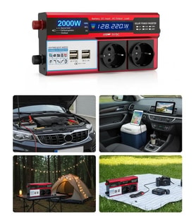 12v 2000w Modifiye Sinüs İnverter Araç Ve Güneş Enerjisi Uyumlu, Çift Usb, Çift Priz Ve Çakmaklık Epilons