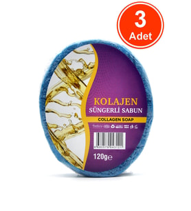 Kolajen Özlü Süngerli Sabun Banyo Duş Sabunu 120 G x 3 Adet