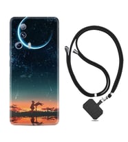 Xiaomi Mi 13 Lite Kılıf Silikon Boyun Askılı İpli Desenli Silikon Ay ve Kız 1720