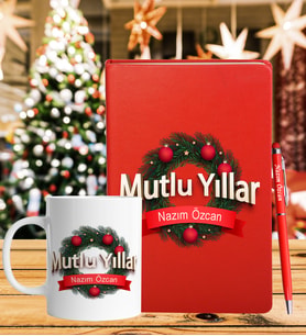 Yılbaşı İçin Kişiye Özel Tasarım Defter Kalem & Kupa Hediye Seti