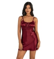 Arias Closet Bordo Kısa Saten Gecelik 8208