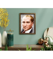 BK Home Atatürk Tasarımlı Doğal Masif Ahşap Çerçeveli Tablo-34