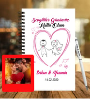 Sevgililer Gününe Özel Ahşap Defter Kalem &  Instagram Çerçeve Hediye Seti 24