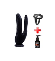 Belden Bağlamalı İki Uçlu Vantuzlu Realistik Çatal Dildo Penis