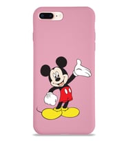 Apple iPhone 8 Plus Uyumlu Lansman Kılıf Mickey Mouse Tasarımlı Altı Kapalı İçi Kadife Kaplı  Kapak (Şeffaf)