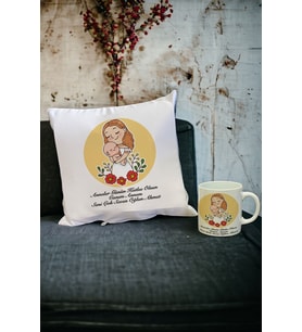 En İyi Anneye Hediye Kupa Bardak ve Yastık Set 002 (Beyaz)