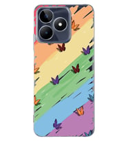 Realme C53 Uyumlu Renk ve Kelebek Desenli Şeffaf Telefon Kılıfı