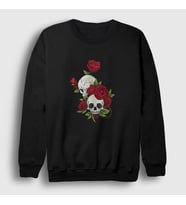 Presmono Unisex Siyah Roses And Skulls Sweatshirt 353741tt