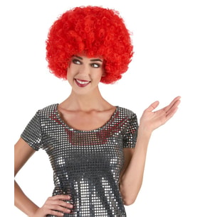 Nessiworld Kırmızı Renk Kıvırcık Afro Bonus Peruk