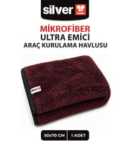 600 GSM Mikrofiber Araç Kurulama Havlusu 50x70 cm Ultra Emici İz Bırakmaz Bordo Siyah Kırçıllı