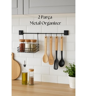 2 Parça Metal Askılı Mutfak Organizeri & Mutfak Rafı & Sepet