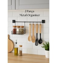 2 Parça Metal Askılı Mutfak Organizeri & Mutfak Rafı & Sepet