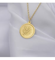 Kişiye Özel 925 Ayar Gümüş Zeytin Dalı Model Kolye (Gold)