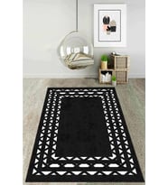 Siyah Çerçeveli Kaymaz Taban Makinede Yıkanabilir Halı AR932 - 100 x 160 cm