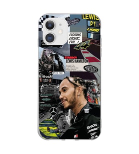 Iphone 11 Uyumlu Lewis Hamilton Kolaj Tasarımlı Şeffaf Telefon Kılıfı