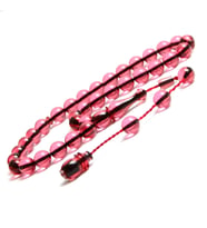 Küre Kesim 8x8 mm Ateş Kehribar Sistem Püsküllü Tesbih (Pembe)