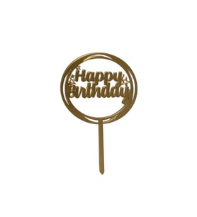 Happy Birthday Yazılı Çerçeveli Yıldızlı Aynalı Pleksi Altın