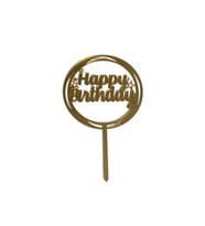 Happy Birthday Yazılı Çerçeveli Yıldızlı Aynalı Pleksi Altın