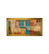 Soyut Şekiller Motifli Kanvas Tablo 80 x 110 cm Gold Çerçeve